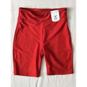 Xersion Medium Red Ribbed Tumbling Bike Shorts New with Tags Quick- Dri